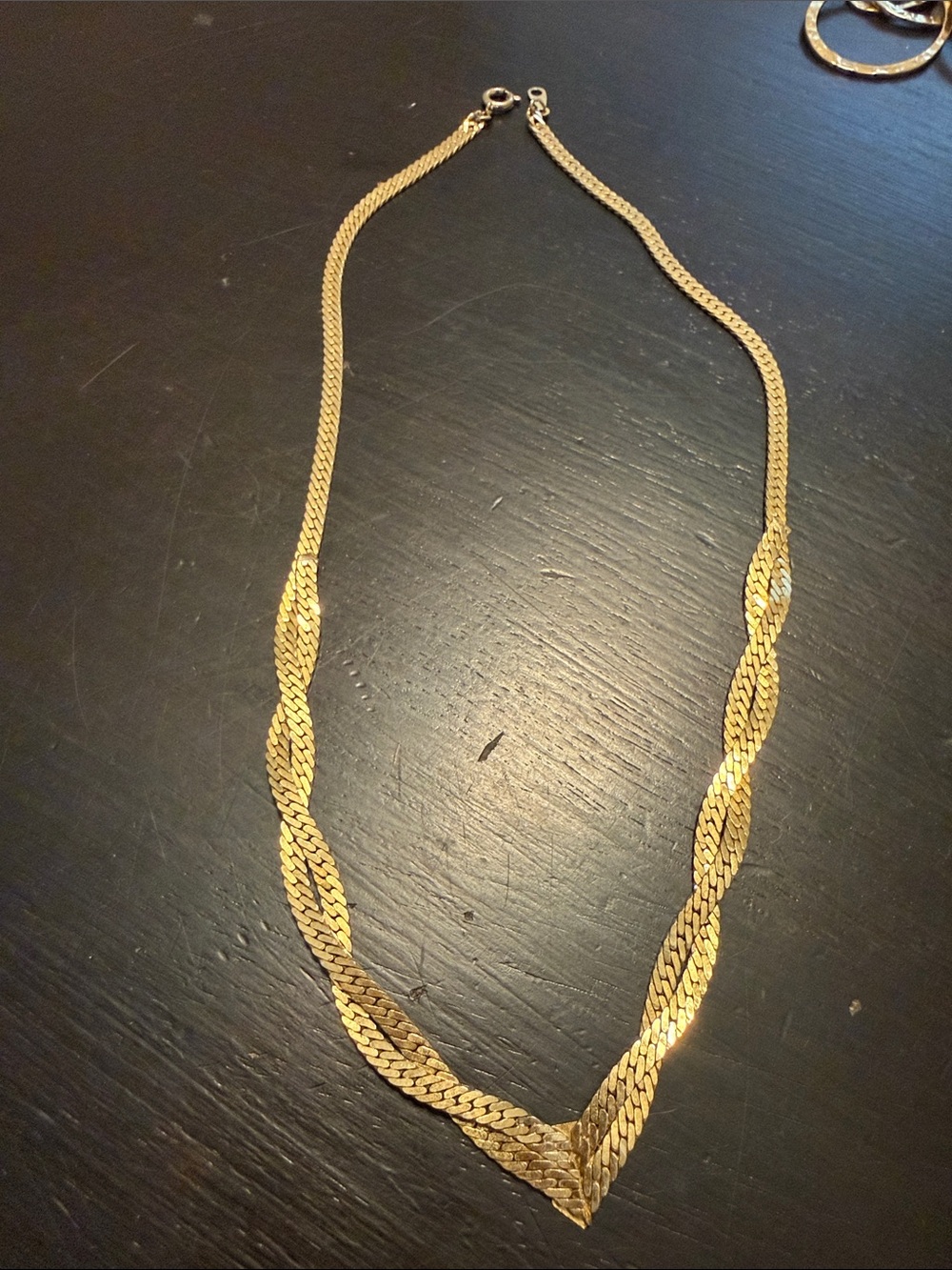 Gold-Tone Twisted Herringbone Necklace - Women's Jewelry